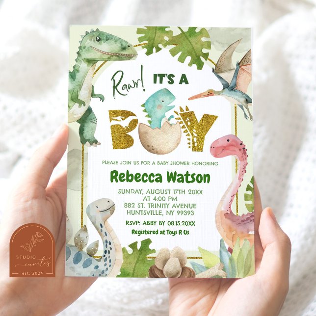 Invitation C'est une Fête de Bébé Dinosaure Garçon (Créateur téléchargé)