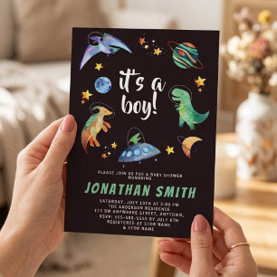 Invitation C'est une fête de douche de bébé de galaxie de din