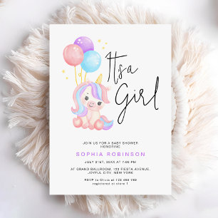 Invitation C'est une Fête de Naissance de Licorne Magique Béb