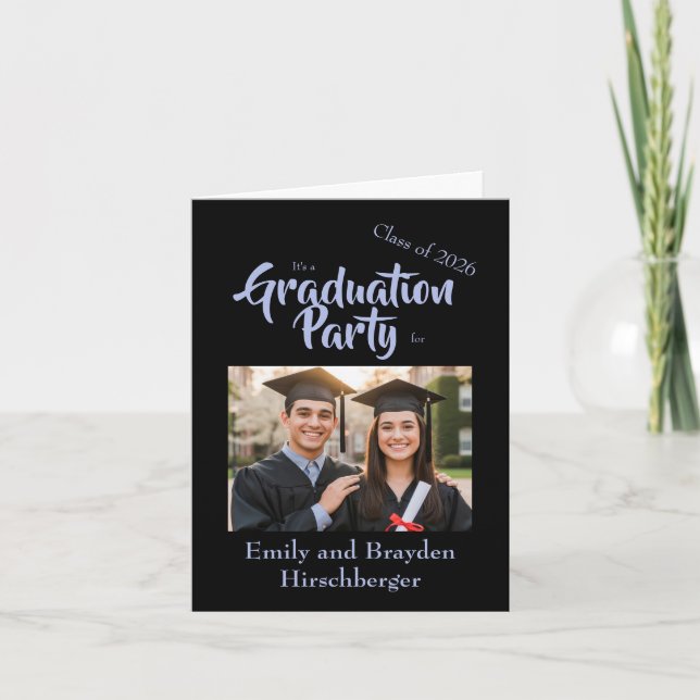 Invitation C'est une fête de remise de diplômes - Noir avec p (Devant)