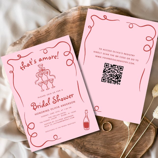 Invitation C'est une Fête des mariées rose Amore italienne ti (Créateur téléchargé)