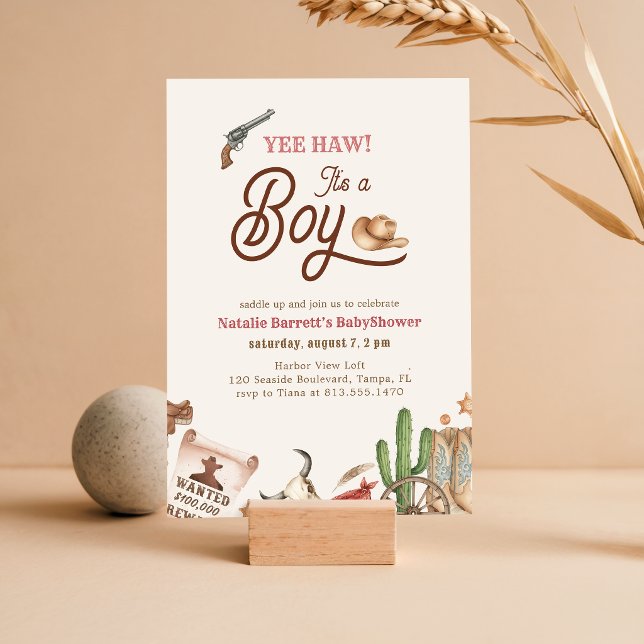Invitation C'est une Fête Prénatale pour un Petit Cow-Boy (Créateur téléchargé)