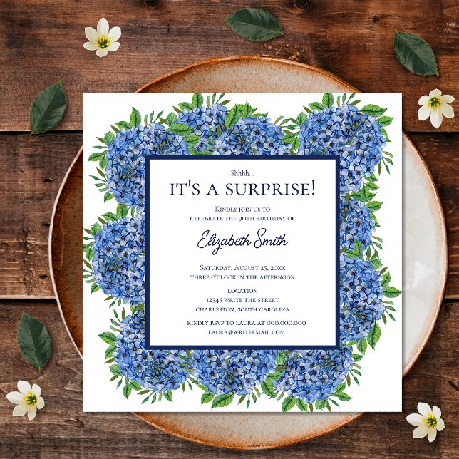 Invitation C'est une fête surprise pour un 90e anniversaire B (Front)
