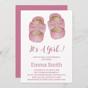 Invitation C'est une fille Aquarelle mignonne Baby shower cha