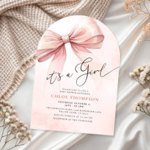 C'est une fille Aquarelle rose Bow Baby Girl Douch