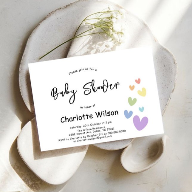 Invitation C'est une fille ! Baby shower Coeurs mignons et co (Créateur téléchargé)