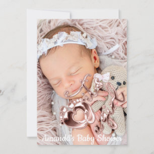 Invitation C'est une fille Baby shower Custom Photo Rose Scri