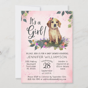 Invitation C'est une fille ! Baby shower d'aquarelle florale