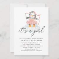 C'est une fille. Baby shower de pingouin mignon aq