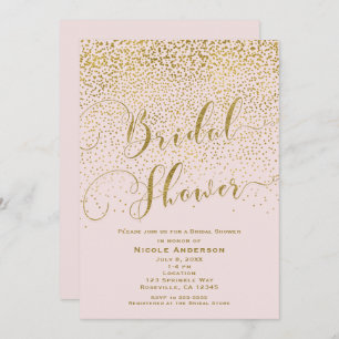 Invitation C'est une fille Baby shower rose et or Confetti