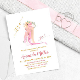 Invitation C'est une fille belle Ballerina Baby shower Invit