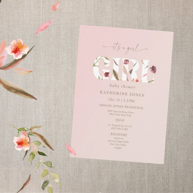 Invitation C'est une fille Blush Baby shower d'automne II (Créateur téléchargé)