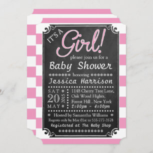 Invitation C'est une fille ! Chalkboard Baby Shower Invitatio