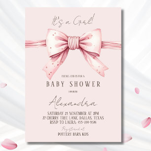 Invitation C'est une fille Coquette Baby shower rose pâle
