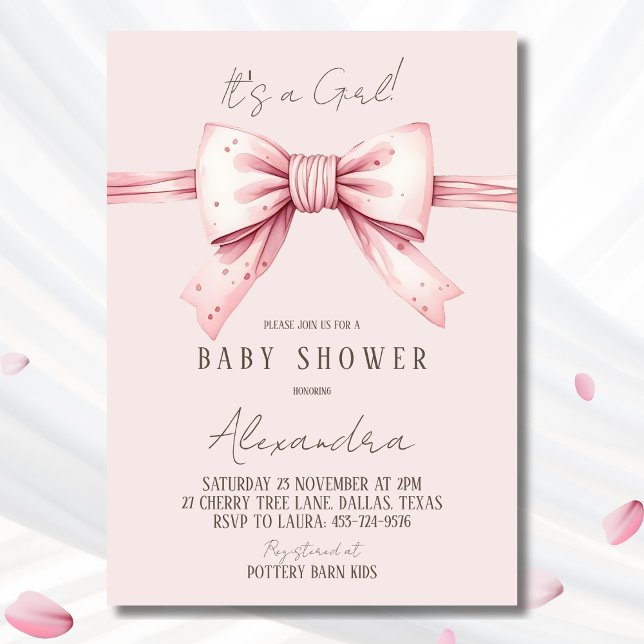 Invitation C'est une fille Coquette Baby shower rose pâle (Créateur téléchargé)