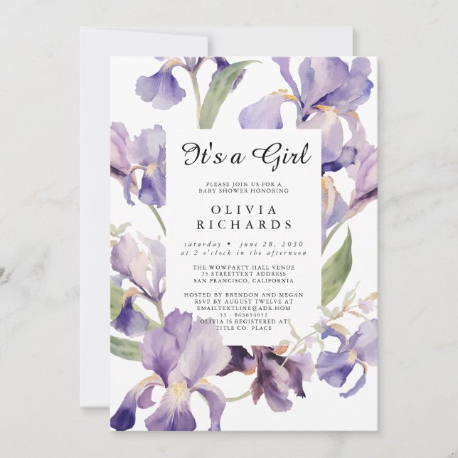 Invitation C'est une fille Fête de bébé Fleur de champignon f (Devant)