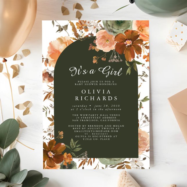 Invitation C'est une fille Fête prénatale Fleur de champignon (Créateur téléchargé)