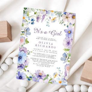 Invitation C'est une fille Fleur sauvage Floral Baby Shower 