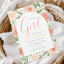 C'est une fille Fleurs roses rose saumon Fête prén