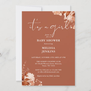 Invitation C'est une fille Floral Automne Bébé Shower