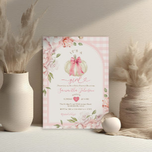 Invitation C'est une fille Floral Blush En vichy Baby shower