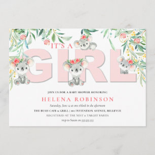 Invitation C'est une fille Koala Babies Baby Shower Invitatio