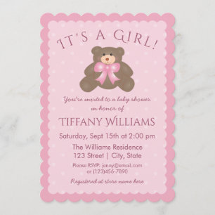 Invitation C'est une fille mignonne Grizzly Bear Cub Baby sho