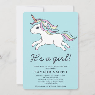 Invitation C'est une fille mignonne Unicorn Baby shower Invit