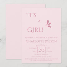 C'est une fille ! Minimalisme Baby Shower Rose Pas