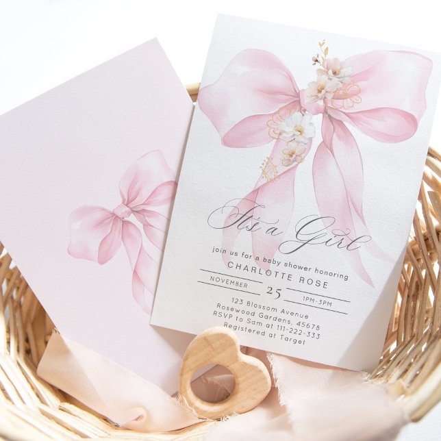 Invitation C'est une fille Pink Bow bébé fille douche (Créateur téléchargé)