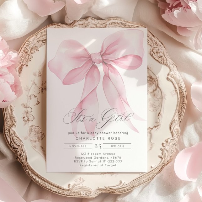 Invitation C'est une fille Pink Bow bébé fille douche (Créateur téléchargé)