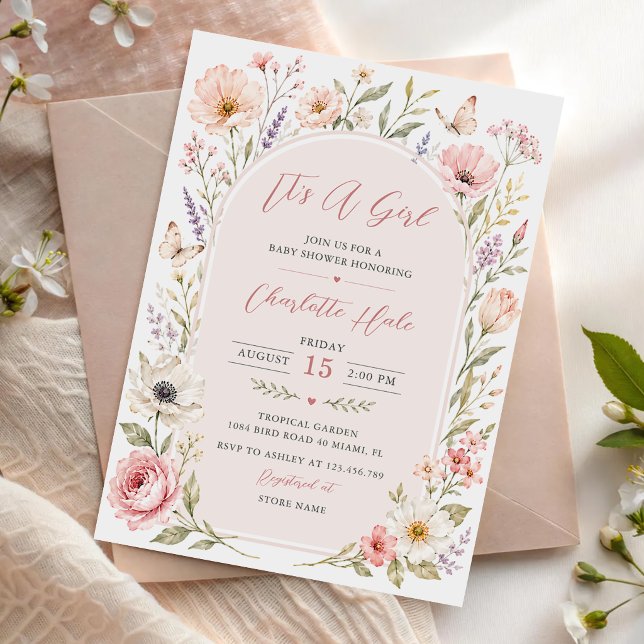 Invitation C'est une fille Shower Floral pour Bébé (Créateur téléchargé)