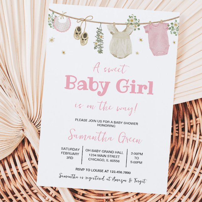 Invitation C'est une fille vêtements bébé Shower Bohème (Créateur téléchargé)
