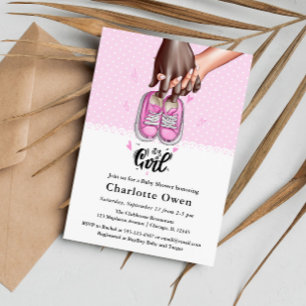 Invitation C'est une fillette avec Baby shower de chaussures 
