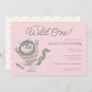 Invitation C'est une folle   Premier anniversaire rose