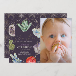 Invitation C'est une Gem Crystals Gemstone 1er anniversaire P