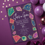 Invitation C'est une Gem Crystals Gemstone Geology Kid Annive<br><div class="desc">Cette invitation anniversaire de enfant branchée "Elle est une perle" présente des couleurs bijoux avec cristaux et pierres précieuses. L'envers est orné d'un motif d'étoiles dorées scintillantes. Personnalisez-le selon vos besoins. Vous pouvez trouver des produits correspondants dans mon magasin.</div>