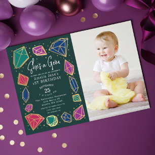Invitation C'est une Gem Crystals Gemstone Kid Photo Annivers