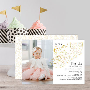 Invitation C'est une Gem Photo Anniversaire Glam
