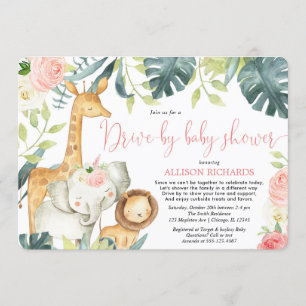 Invitation C'est une Girl Drive-by baby shower animaux de saf
