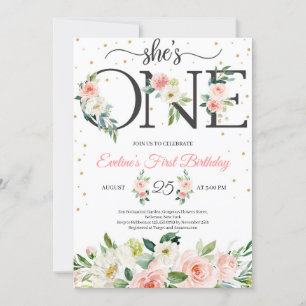 Invitation C'est UNE lettre florale et des roses roses rousse