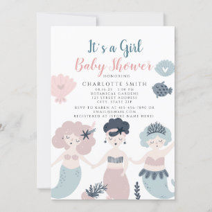 Invitation C'est une petite fille Baby shower sirène