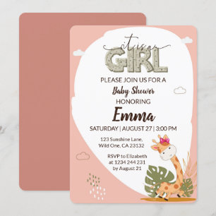 Invitation C'est une petite fille Giraffe Baby shower Invitat
