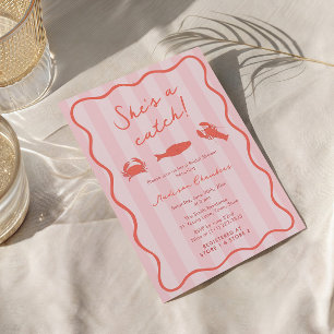Invitation C'est Une Prise Crevette Rose Et Orange Baby Showe