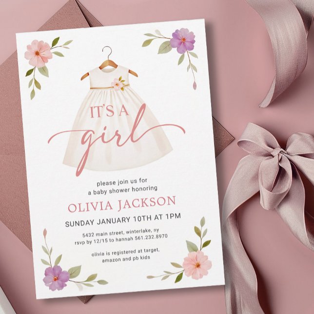 Invitation C'est une robe de fille Baby Shower (Créateur téléchargé)
