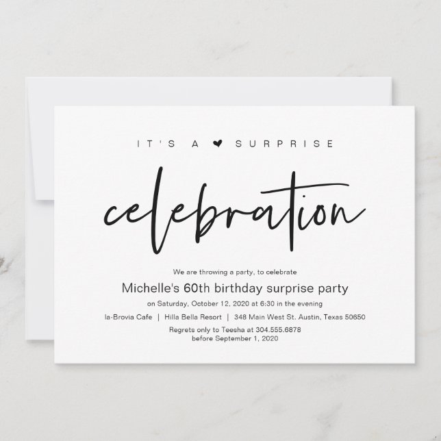 Invitation C'est une surprise fête d'anniversaire (Devant)