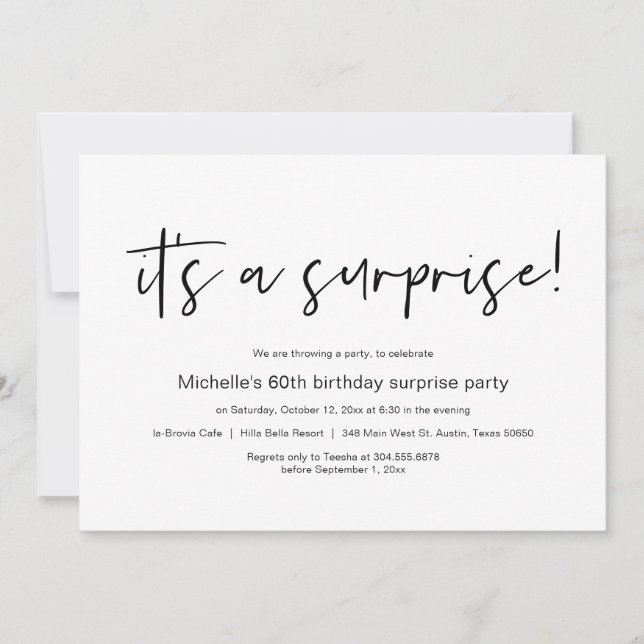 Invitation C'est une surprise, Surprise Anniversaire Invitati (Devant)