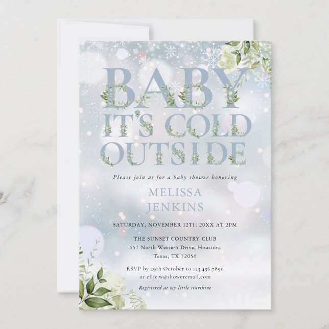 Invitation C'est une verdure froide à l'extérieur Baby Shower (Devant)