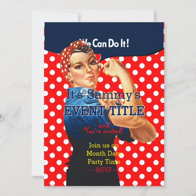 Invitation C'est votre Rosie Party 12 lignes 2 côtés personna (Devant)