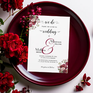Invitation C'est vrai ! Mariage de script moderne floral de B
